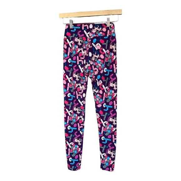 LulaRoe Women's Birthday Celebration Unicorn & Balloons Purple Leggings One Size - Picture 6 of 7